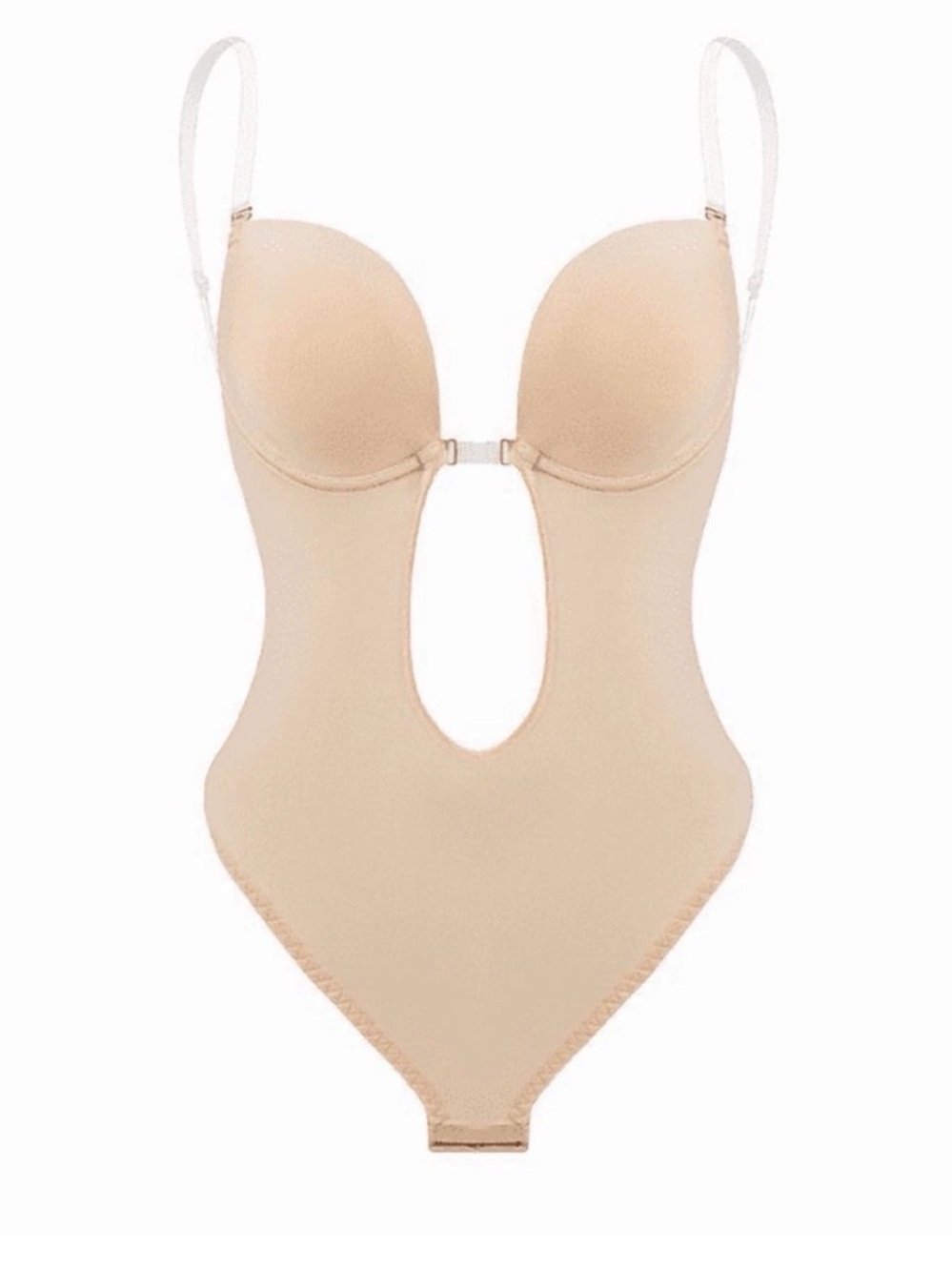 Backless Invisible Nude Plunge Bra with Clear Straps